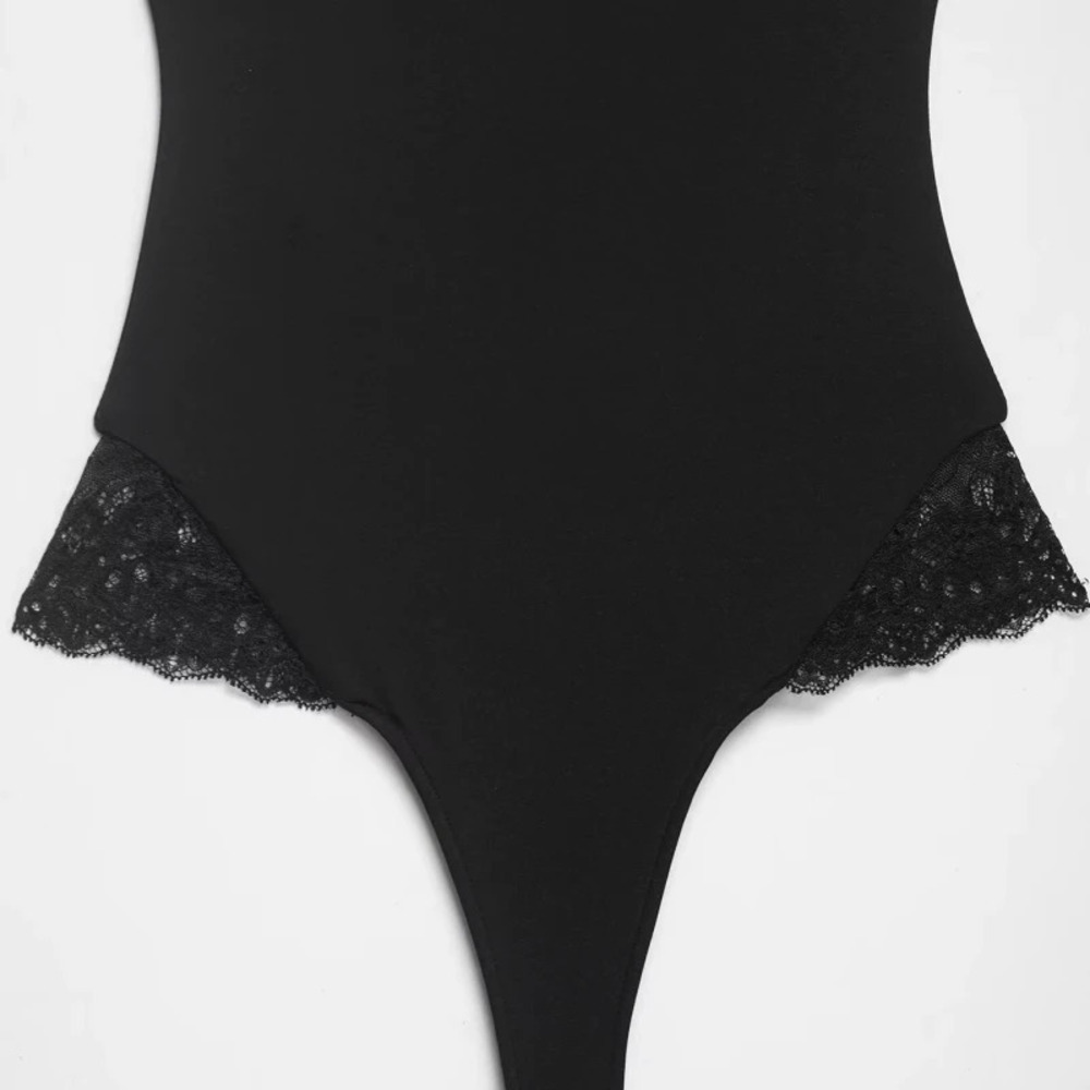 ZARA Versatile Lace Trim Sleeveless Strappy Bodysuit